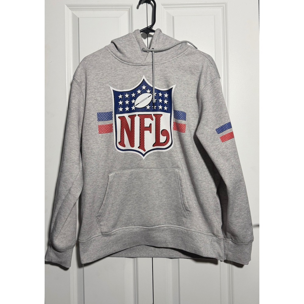 NFL Hoodie Men Medium Grey Excellent Shield Graphic Pullover Sweatshirt